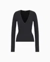 Giorgio Armani V-neck Jumper In Embossed Metallic Viscose With Embroidery