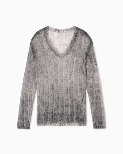 Giorgio Armani V-neck Jumper In Virgin Wool In Gray