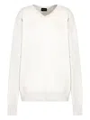 Giorgio Armani V-neck Long-sleeve Sweater In White