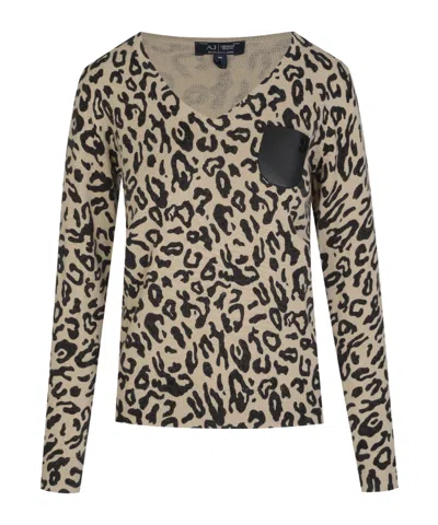 Giorgio Armani V-neck Pullover In Brown