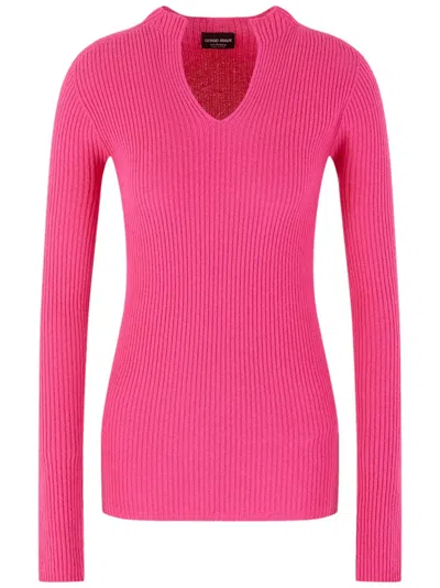 GIORGIO ARMANI V-NECK RIBBED JUMPER