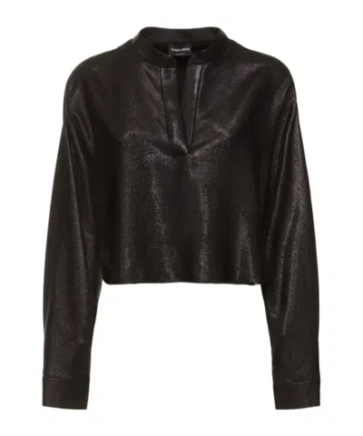 Giorgio Armani V-neck Shirt In Black