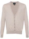 Giorgio Armani V-neck Wool Cardigan In Neutrals