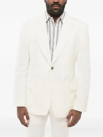 Giorgio Armani Velour Single-breasted Jacket In White