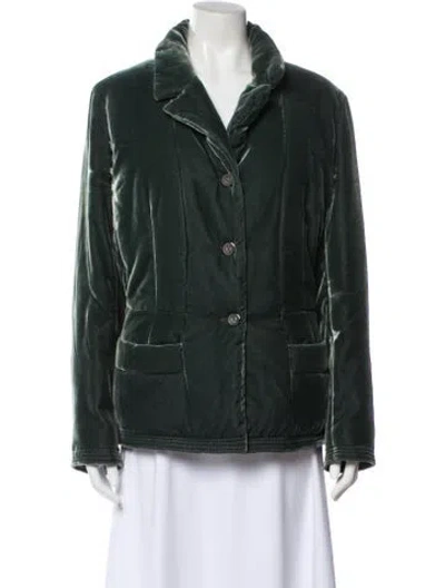 Pre-owned Giorgio Armani Velvet Biker Jacket In Green