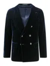 Giorgio Armani Velvet Blazer With Button Detailing And Wide Lapel In Black