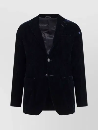 Giorgio Armani Velvet Blazer Featuring Button Detailing In Black