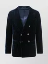Giorgio Armani Velvet Blazer With Button Detailing And Wide Lapel In Black