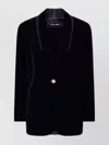 Giorgio Armani Velvet Blazer With Satin Lapel And Long Sleeves In Black