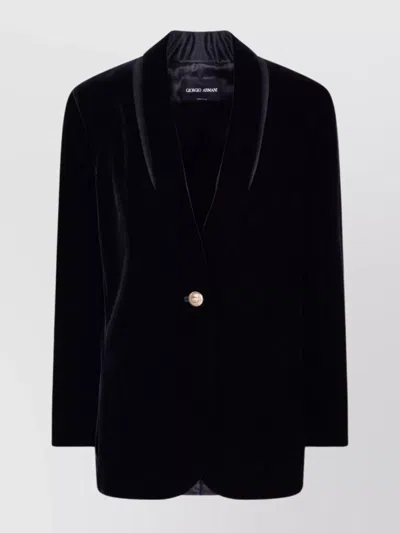 GIORGIO ARMANI VELVET BLAZER WITH SATIN LAPEL AND LONG SLEEVES