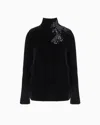 Giorgio Armani Velvet Blouse With Dragonfly Embroidery In Black