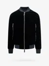 Giorgio Armani Velvet Bomber With Ribbed Accents In Black