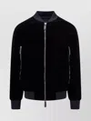 Giorgio Armani Velvet Bomber With Ribbed Accents In Black