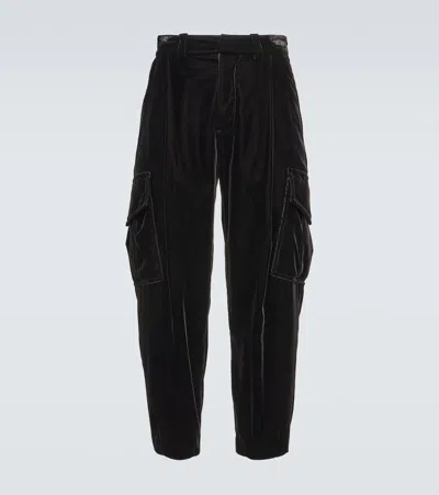 Giorgio Armani Velvet Cargo Trousers In Black