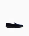 Giorgio Armani Velvet Casual Loafers In Blue