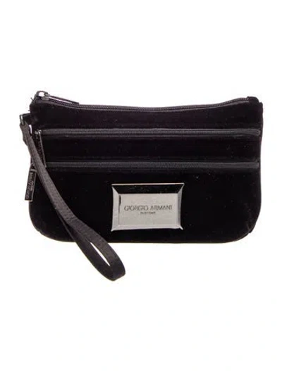 Pre-owned Giorgio Armani Velvet Clutch In Black
