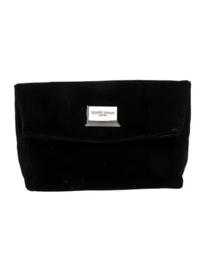 Pre-owned Giorgio Armani Velvet Clutch In Black