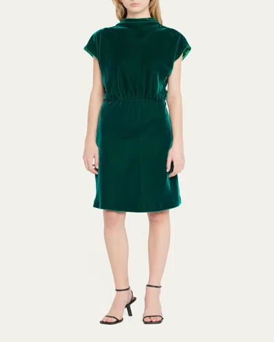 Giorgio Armani Velvet Cowl-neck Dress In Green