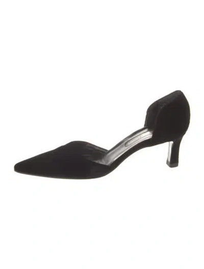 Pre-owned Giorgio Armani Velvet D'orsay Pumps In Black