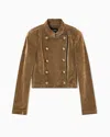 Giorgio Armani Velvet Double-breasted Short Jacket In Brown