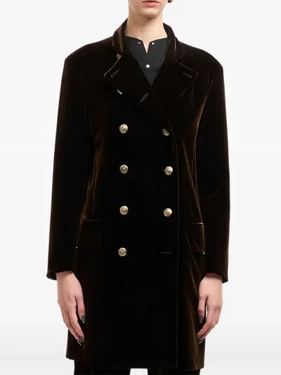 GIORGIO ARMANI VELVET-EFFECT DOUBLE-BREASTED COAT