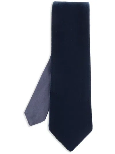 Giorgio Armani Velvet-effect Tie In Blue
