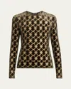 Giorgio Armani Velvet Jersey Jacquard Long-sleeve Top In Multi