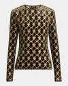 Giorgio Armani Velvet Jersey Jacquard Long-sleeve Top In Multi