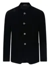 Giorgio Armani Velvet Texture Front Pockets Long Sleeves In Black