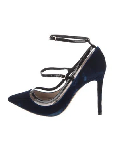 Pre-owned Giorgio Armani Velvet Pumps In Blue
