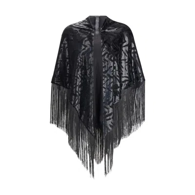 Giorgio Armani Velvet Shawl With Fringes