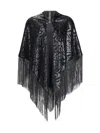 Giorgio Armani Women Velvet Shawl With Fringes In Black