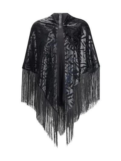 GIORGIO ARMANI VELVET SHAWL WITH FRINGES