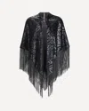 Giorgio Armani Women Velvet Shawl With Fringes In Black