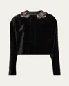 Giorgio Armani Crystal Embellished Jacket In Solid Black