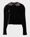 Giorgio Armani Crystal Embellished Jacket In Solid Black