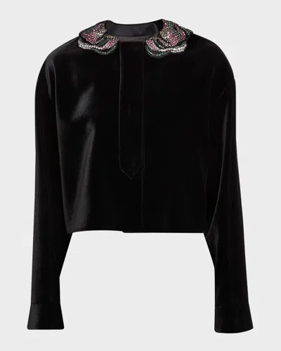 Giorgio Armani Crystal Embellished Jacket In Black