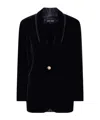 Giorgio Armani Velvet Blazer With Satin Lapel And Long Sleeves In Black