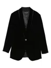 Giorgio Armani Velvet Single-breasted Blazer In Black