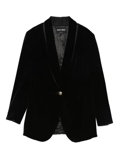 Giorgio Armani Velvet Single-breasted Blazer In Black