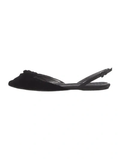 Pre-owned Giorgio Armani Velvet Slingback Flats In Black