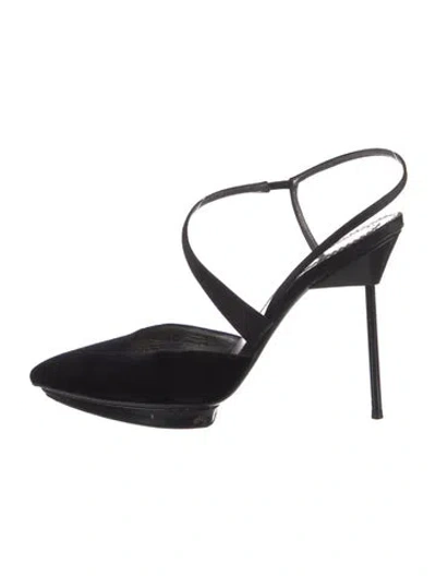 Pre-owned Giorgio Armani Velvet Slingback Pumps In Black