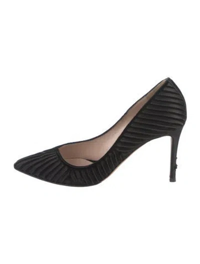 Pre-owned Giorgio Armani Velvet Striped Pumps In Black