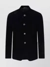 Giorgio Armani Velvet Texture Front Pockets Long Sleeves In Black