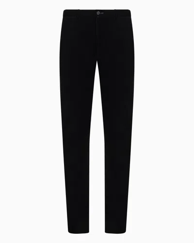 Giorgio Armani Official Store Velvet Trousers In Black