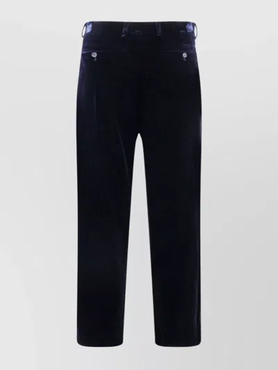 Giorgio Armani Velvet Trousers With Back And Front Pockets In Blue