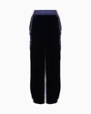 Giorgio Armani Velvet Trousers With Dragonfly Embroidery In Black