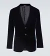 Giorgio Armani Blazer Upton In Velluto In Blue