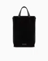 Giorgio Armani Vertical Suede Shopper Bag In Black