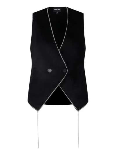 Giorgio Armani Vest In Viscose With Rhinestones In Black